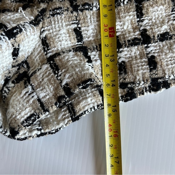 ZARA TEXTURED WEAVE PLAID SHORTS TAUPE BROWN | 2214/623 SIZE M - Picture 11 of 15